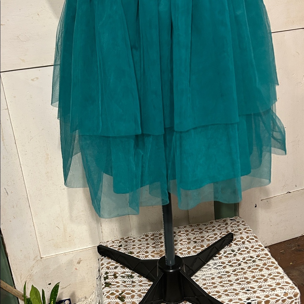 NWOT Thirty Thirty Party Dress Strapless Mini Green Tulle Holiday Semi-Formal - Picture 5 of 9
